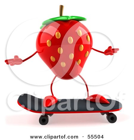 Free Skateboard on Royalty Free 3d Clip Art Illustration Of A 3d Strawberry Character