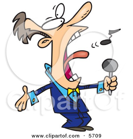 Music Tattoo Designs on Man In A Blue Suit  Singing The Anthem Clipart Illustration By Ron