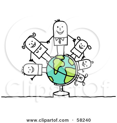 Royalty-free clipart picture of a stick people character family holding 
