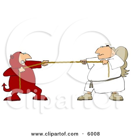 Tug Of War Battle Between Good and Evil Devil and Angel 