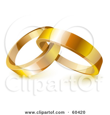 RoyaltyFree RF Clipart Illustration of Two Shiny 3d Gold Wedding Rings 