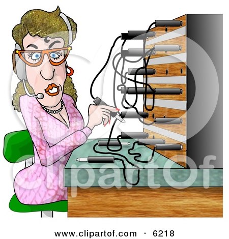 Clipart of a Cartoon Caucasian Switchboard Operator at ...