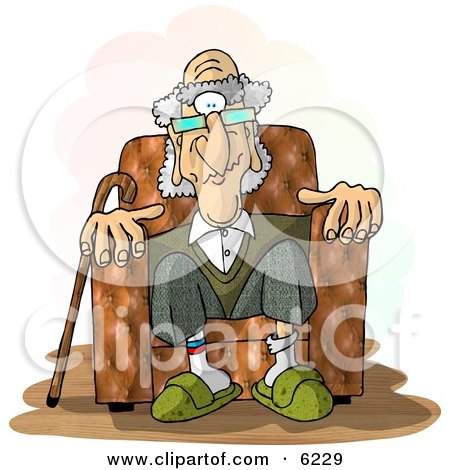  Cartoons on Old Man Sitting In A Recliner Chair Clipart Picture By Dennis Cox