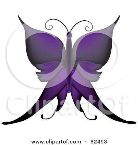  Clipart Illustration of a Beautiful Gradient Purple Butterfly by Rogue