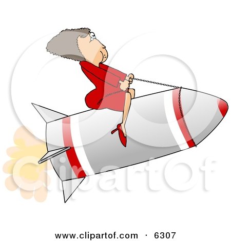 Royalty-Free (RF) Clipart Illustration of a 3d White And Red Rocket Prepared 