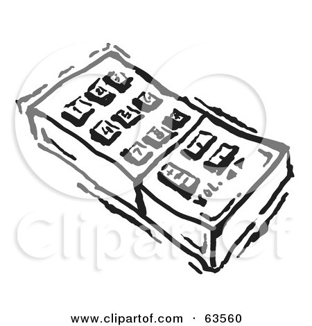 Royalty-free clipart picture of a black and white remote control with push 