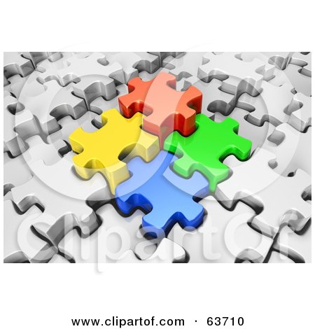 Daily Crossword on Colored Puzzle Pieces Locking Into Place In A White Jigsaw Puzzle Jpg