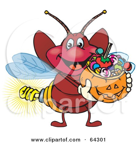 firefly insect cartoon. Treating Firefly Holding A