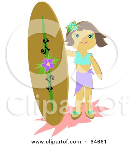 Girl Surfer Clipart
