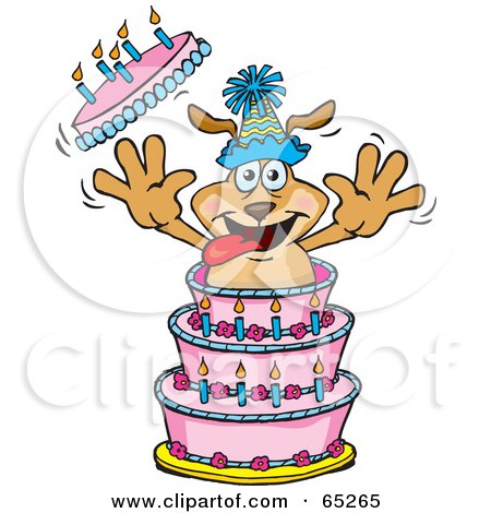 Doggie Birthday Cake on Sparkey Dog Bursting Out Of A Birthday Cake By Dennis Holmes Designs