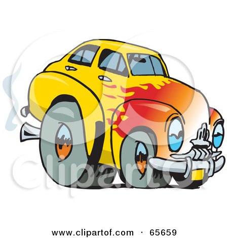 Yellow Holden FJ Hot Rod With A Flame Paint Job Posters Art Prints