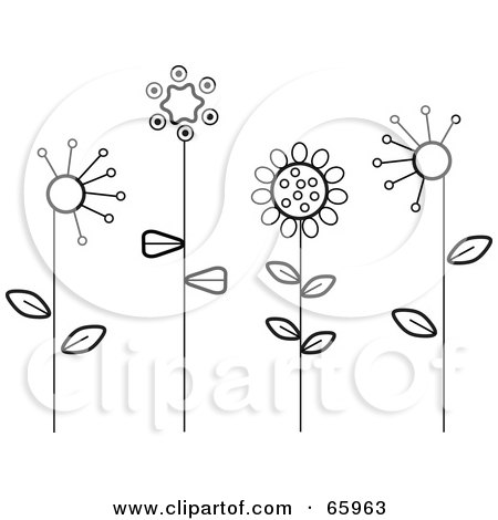 black and white flowers clipart. Black And White Flowers In