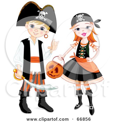 girl costume on ... Illustration of a Boy And Girl In Pirate Halloween Costumes by Pushkin