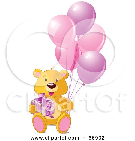 Happy Birthday Pink Balloons. A Gift And Pink Balloons