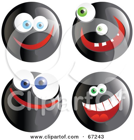 67243-Royalty-Free-RF-Clipart-Illustration-Of-A-Digital-Collage-Of-Four-Black-Happy-Smiley-Faces.jpg