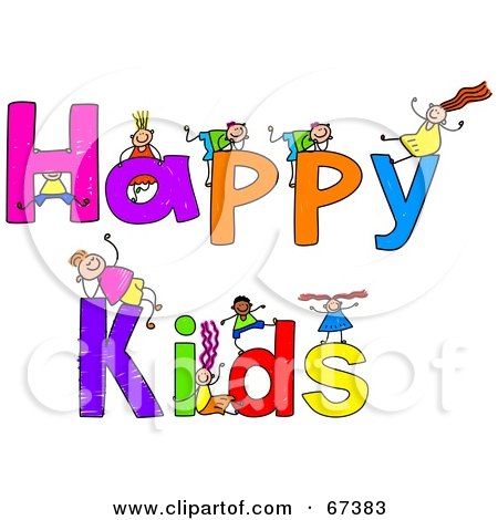 Royalty-free clipart picture of children with HAPPY KIDS text, 