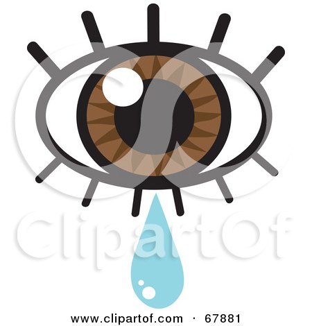 Royalty-free clipart picture of a brown eye with lashes and a tear drop, 