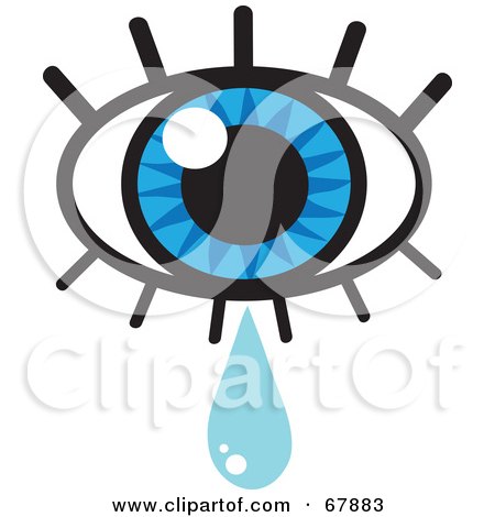 Royalty-free clipart picture of a blue eye with lashes and a tear drop, 