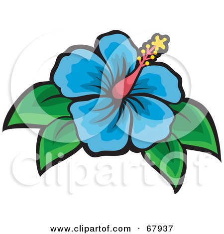 RoyaltyFree RF Clipart Illustration of a Beautiful Blue Hibiscus Flower 