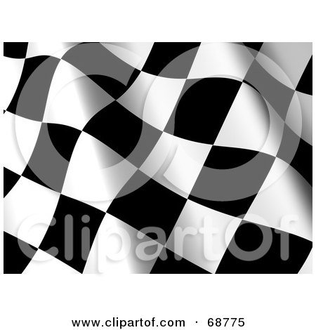 RoyaltyFree RF Clipart Illustration of a 3d Wavy Racing Flag Background 