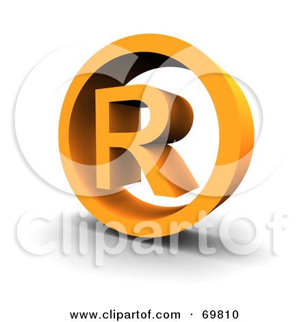 Royalty-free clipart picture of an angled orange registered trademark symbol 