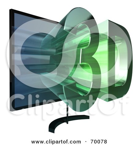 Flat Display on Flat Screen Plasma Television With 3d Emerging From The Screen Version