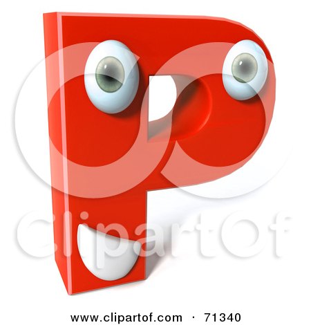 RoyaltyFree RF Clipart Illustration of a 3d Red Character Letter P by