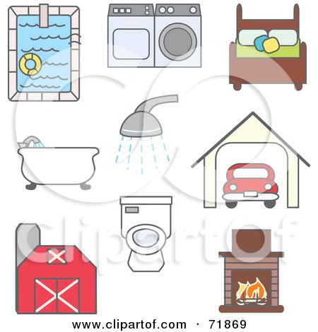 Royalty-free clipart picture of a digital collage of household items and 