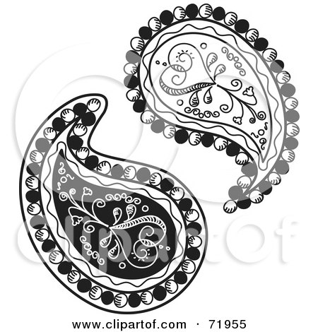 Digital Collage Of Two Black And White Heart Paisley Designs Posters 