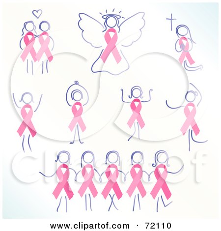  Collage Of Women And Angels With Breast Cancer Awareness Ribbon Bodies