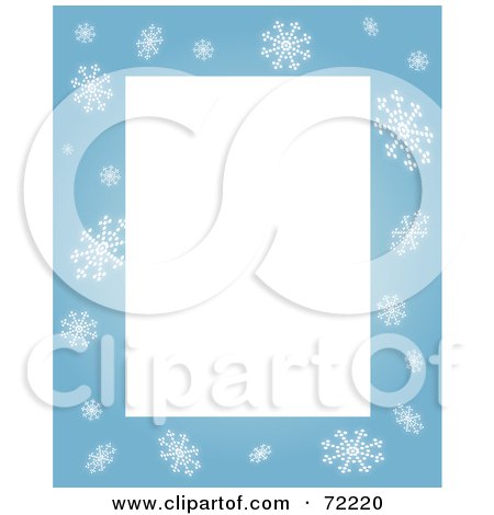 Royalty-free clipart picture of a blue snowflake border around blank 