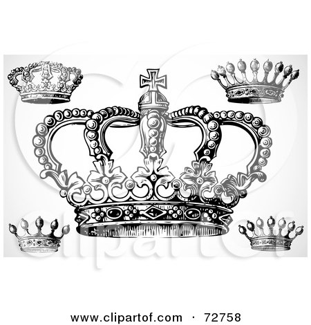 Small Tattoo Designs on Digital Collage Of Black And White Vintage Crown Designs By Bestvector