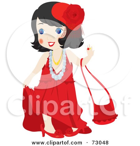 Royalty-free clipart picture of a cute little girl playing dress up and 