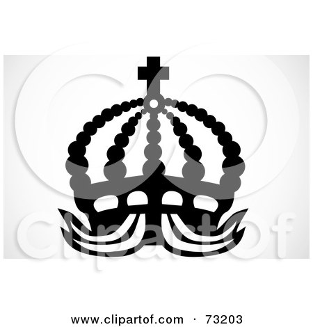 Royalty-free clipart picture of a black and white beaded crown with a cross, 