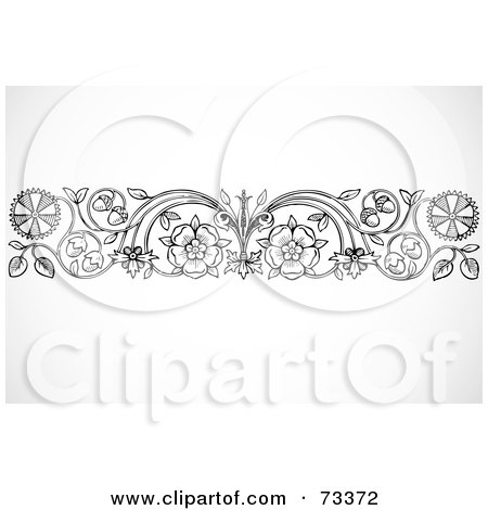 Royalty-free clipart picture of a black and white floral border design 