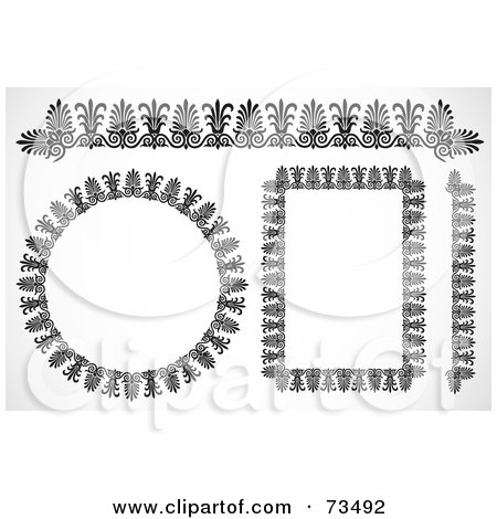 a digital collage of intricate black and white floral borders and frames 