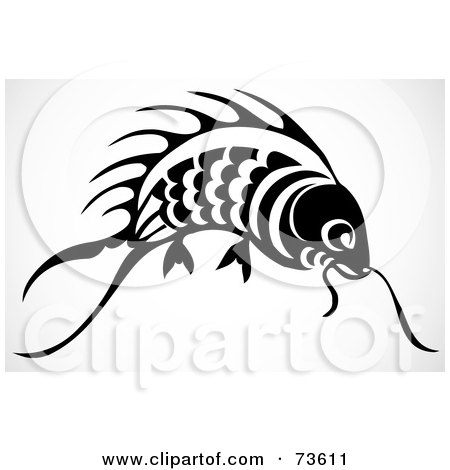 RoyaltyFree RF Clipart Illustration of a Black And White Koi Fish by