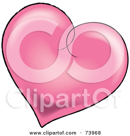 Royalty-free clipart picture of a pink shaded heart with a black outline, 