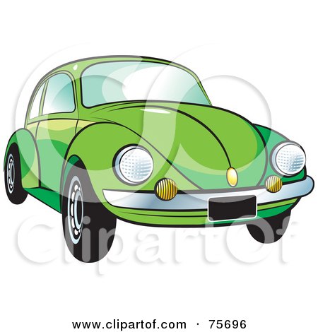 Parked Green Slug Bug Car With A Chrome Bumper Posters Art Prints
