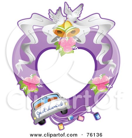 RoyaltyFree RF Clipart Illustration of a Just Married Wedding Frame by 