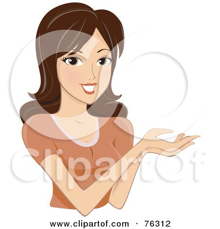 Pretty Brunette Woman Holding Out Her Hands by BNP Design Studio