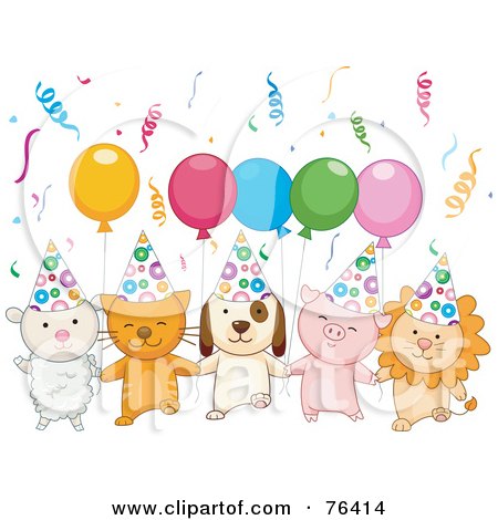 Army Birthday Party on Lamb  Kitten  Puppy  Piglet And Lion With Birthday Party Balloons And