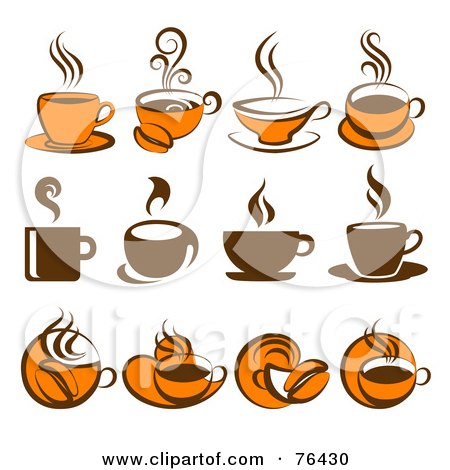 Logo Design Icon on Digital Collage Of Brown And Orange Coffee Logo Icons By Elena  76430