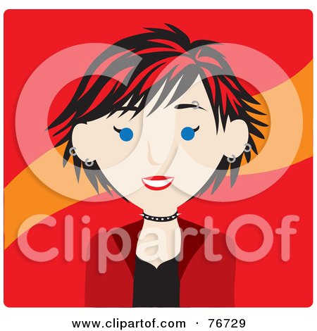 Royalty-free clipart picture of a caucasian punk avatar woman with red hair, 