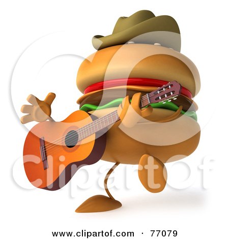 77079-Royalty-Free-RF-Clipart-Illustration-Of-A-3d-Cowboy-Cheeseburger-Character-Playing-A-Guitar.jpg