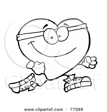 Heart Coloring Pages on And White Coloring Page Outline Of A Jogging Heart By Hit Toon  77099