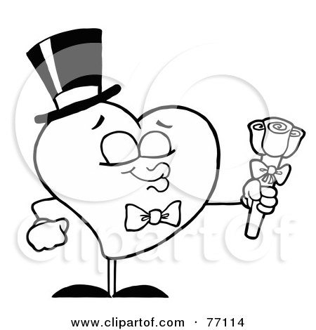 coloring pages of hearts with roses. Black And White Coloring Page