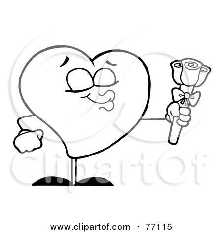 coloring pages of flowers and hearts. Black And White Coloring Page