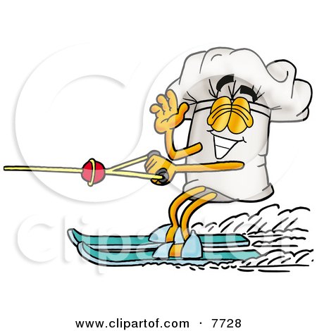 Royalty-Free (RF) Clipart Illustration of a Man Water Skiing And Eating Ice 