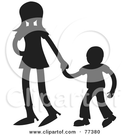 Little Kids Holding Hands Silhouette. Sister Holding Hands With